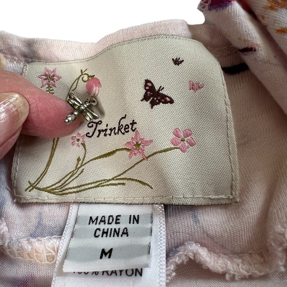 TRINKET Purple Pink Floral Sleeveless Ruffle Mini Sundress Size M - Picture 7 of 16